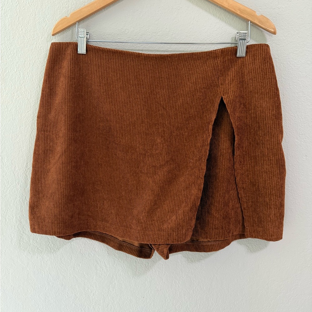 Shein Curve Rust Corduroy Wrap Skort - Size 0XL